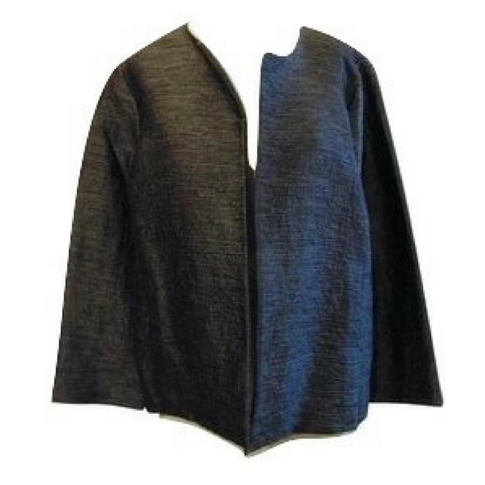 Eileen Fisher open front jacket gray silk  Sz M